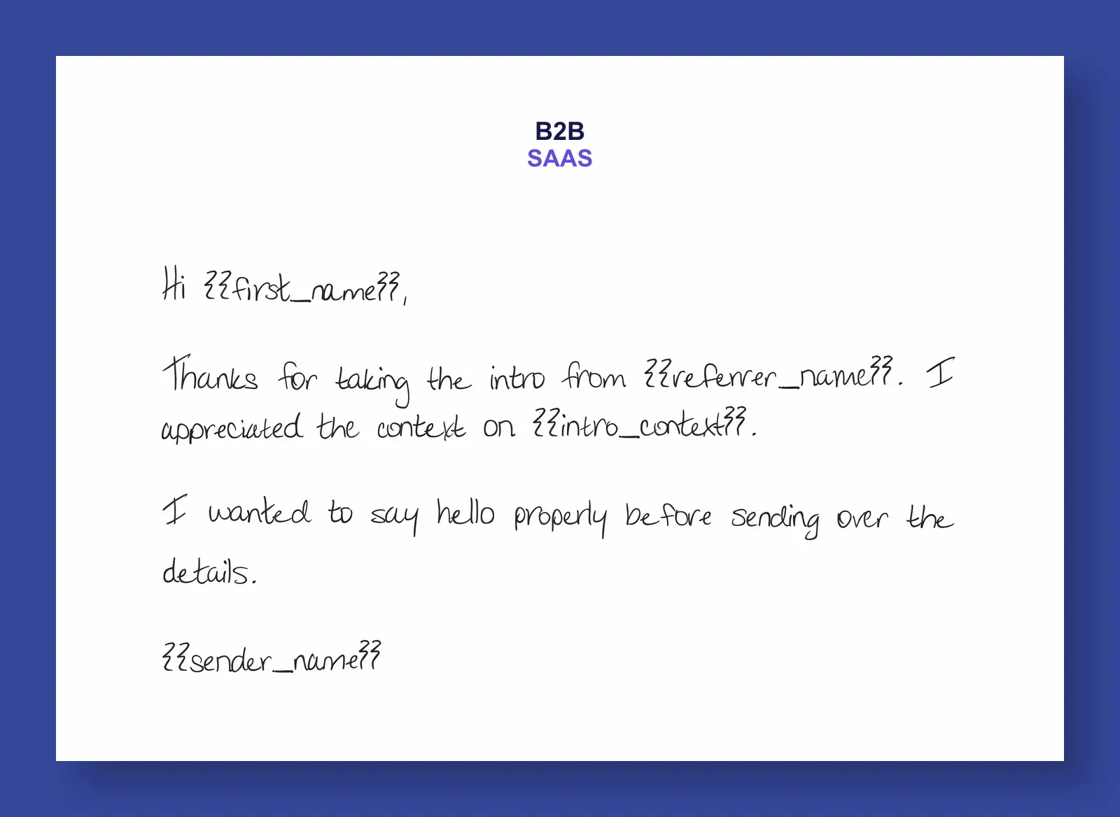 Attio warm intro handwritten note example