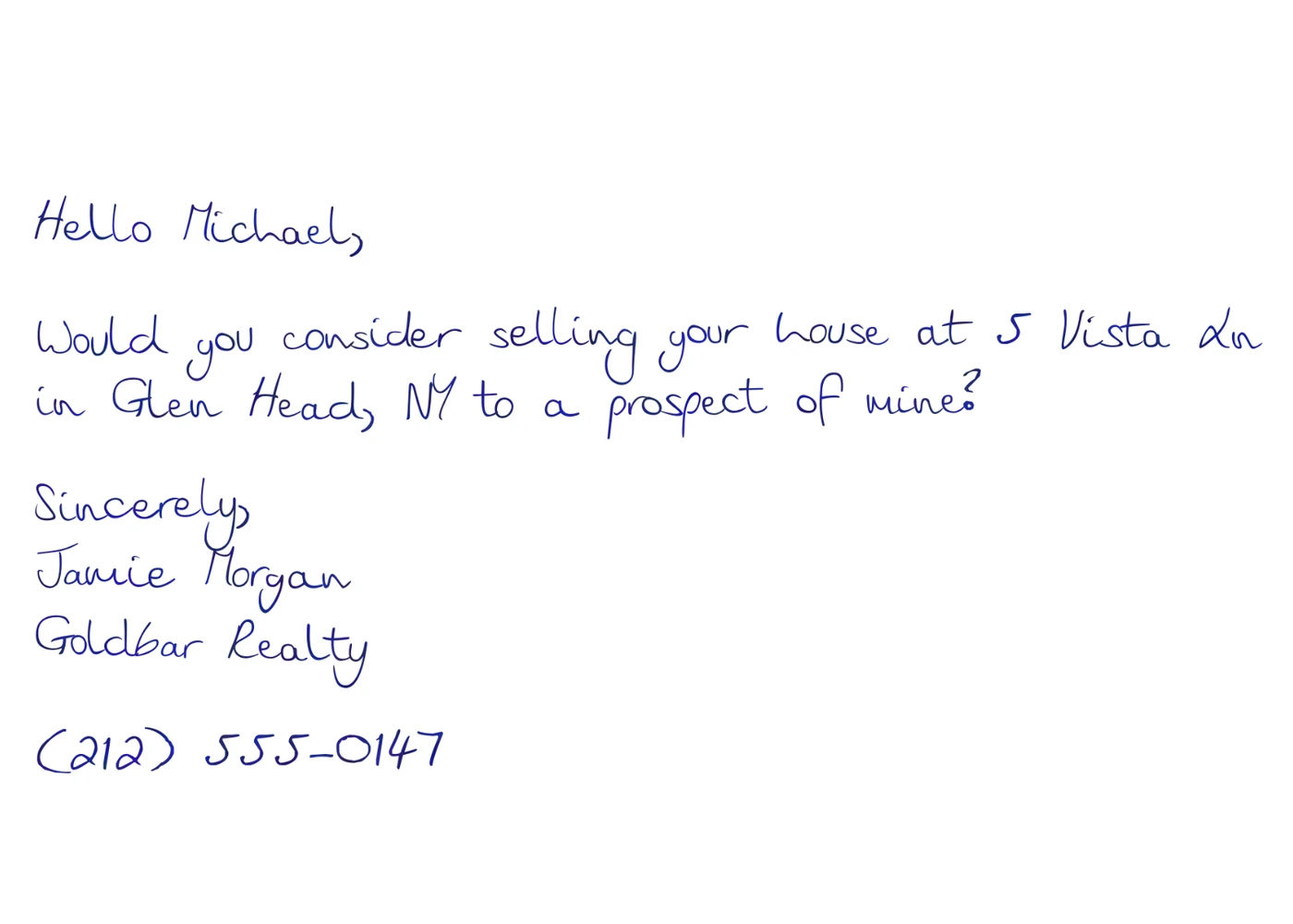 Goldbar handwritten seller-letter template mockup