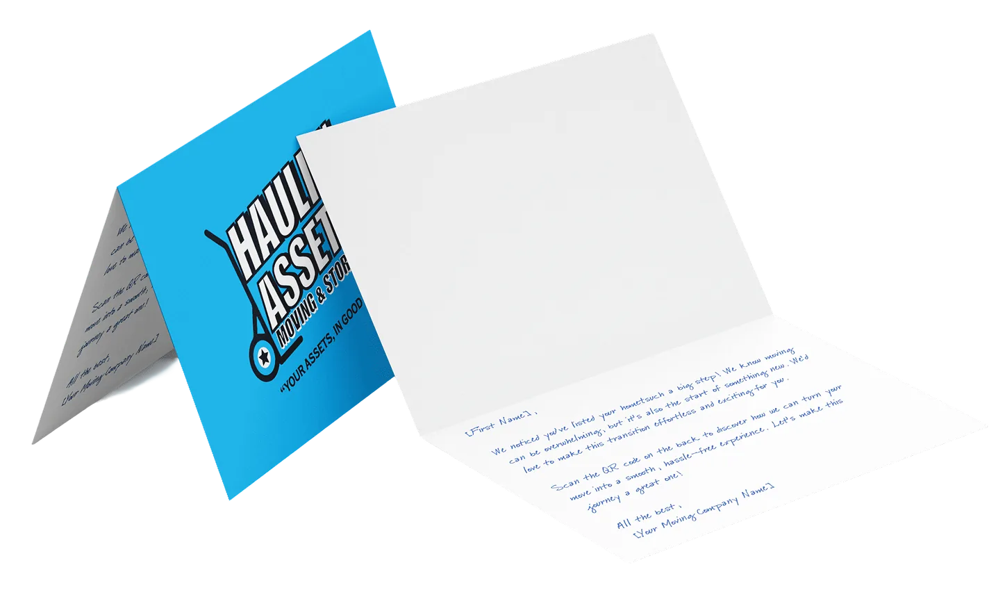 Folded handwritten card and envelope sample