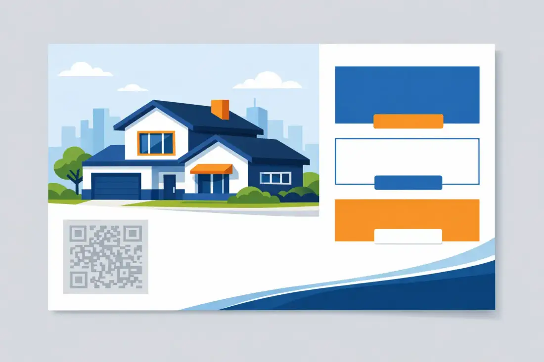 Real estate call to action examples showing valuation, viewing, and market update CTAs with a QR code