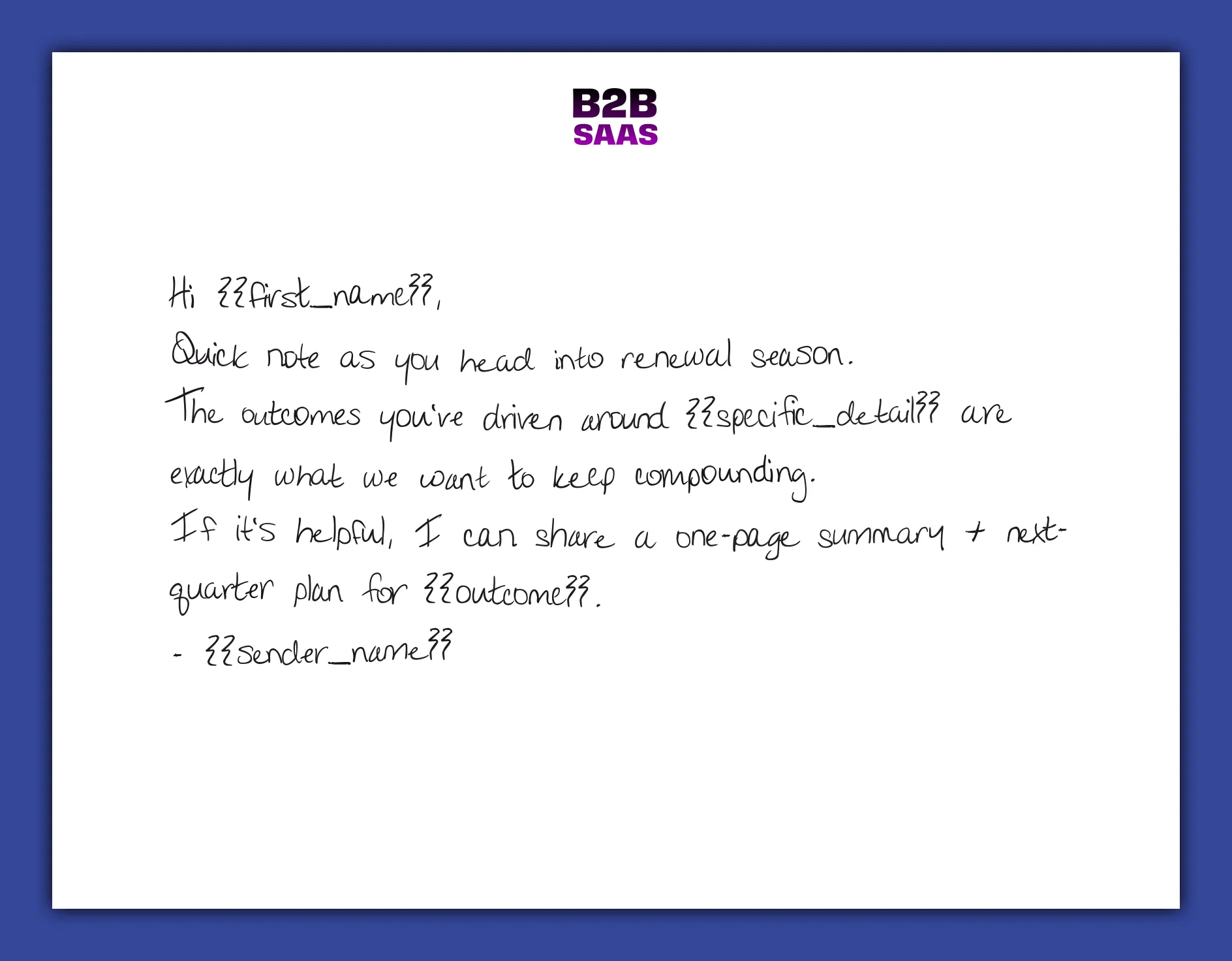 Renewal window handwritten note example