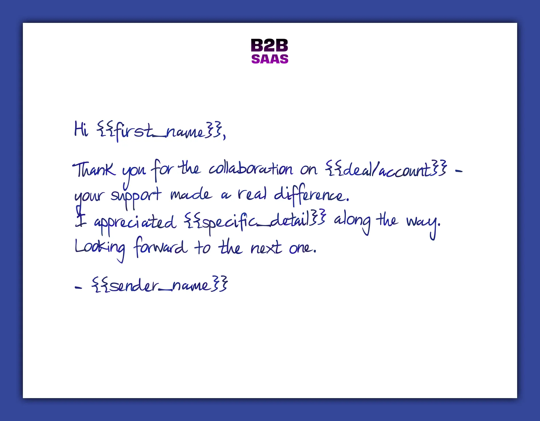 Joint win handwritten thank you note example
