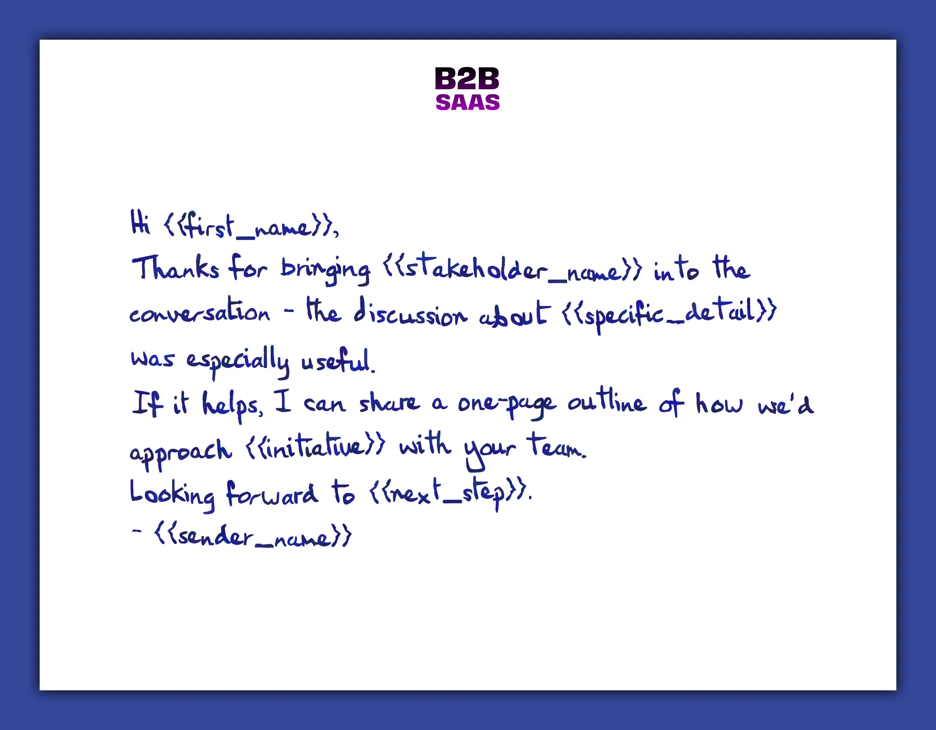 Stakeholder meeting handwritten thank you note example